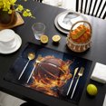 thumbnail image 4 of Basketball Placemats Set of 4, Sports Black Orange Washable Wipeable Table Mats for Dining Tables, Indoor Outdoor Kitchen Place Mats for Holiday Party Table Decor, 4 of 9