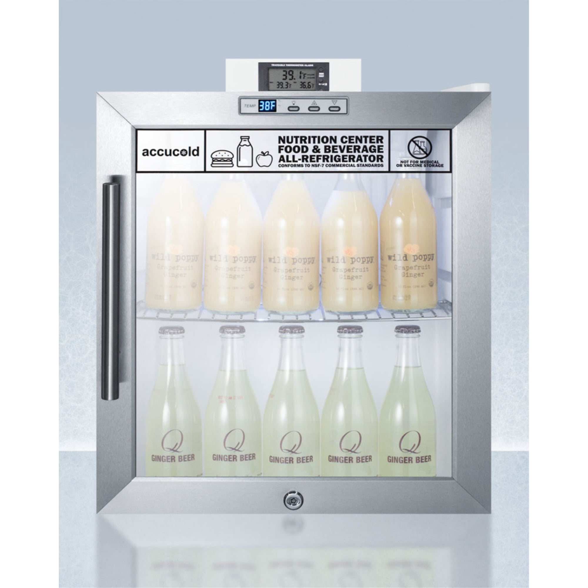 Accucold SCR215LNZ 1.7 cu. ft. Glass Door Nutrition Center All Refrigerator with Alarm & Thermometer
