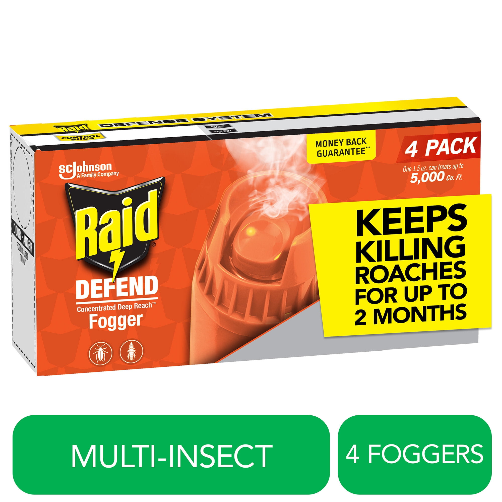 Raid Concentrated Deep Reach Pest Insect Killer & Roach Fogger Insecticide, 1.5 oz., 4 Count