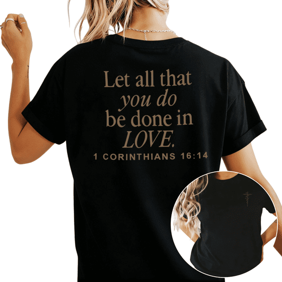 UNISHE Women's Inspirational Christian "1 Corinthians 16:14" Scripture Print Short Sleeve T-Shirt Casual Cotton Crewneck Top
