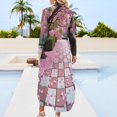 thumbnail image 2 of Pink Blossoms on Path Shirt Dress Long Sleeve Street Fashion V Neck Oversized Casual Dress Women Evening Dress, 2 of 7