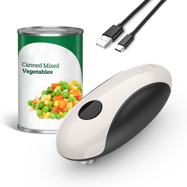 Electric Can Opener, Rechargeable Electric Can Opener for Seniors with Arthritis, Smooth Edge, Food-Safe, Side Cut Opener, One Touch Automatic Can Opener
