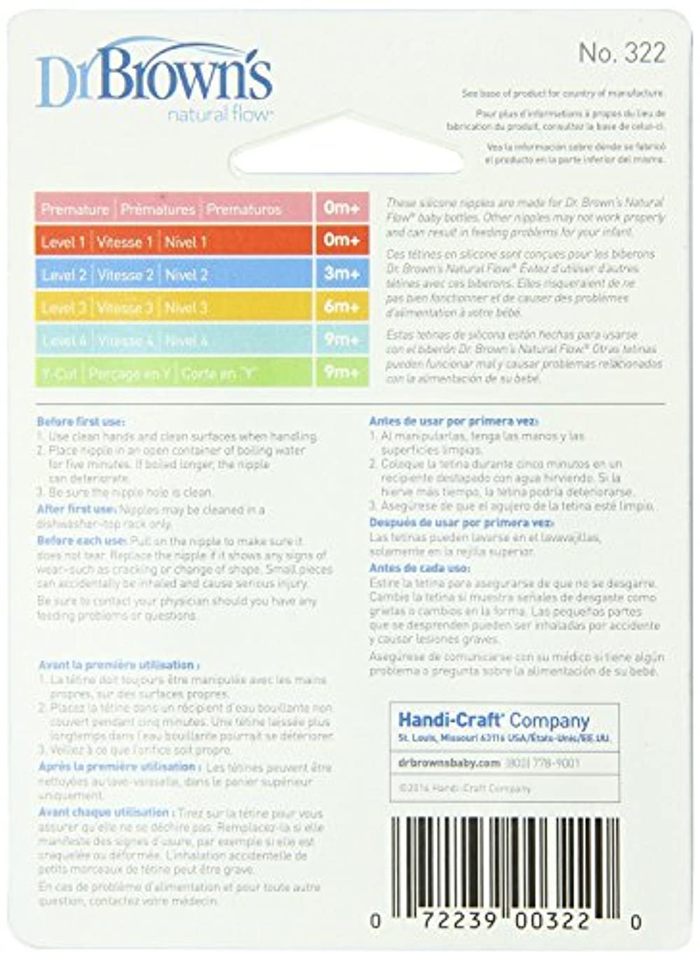 Dr. Brown's 8 Pack Natural Flow Level 2 Standard Nipple