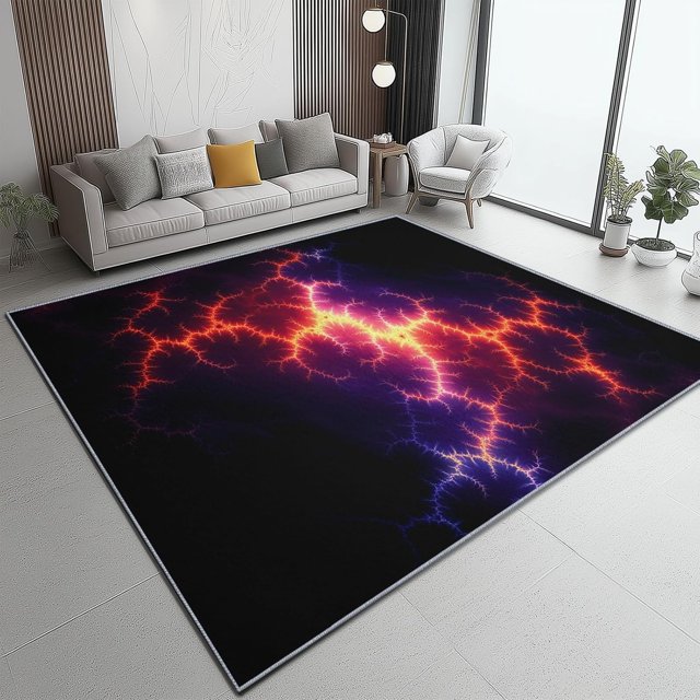 Washable Area Rugs Aesthetic 2 X 3 ft Area Rugs Modern Lightning Lines Non Slip Thin Indoor Entryway Rug Accent Floor Carpet for Bedroom Dining Living Room Kitchen Black red