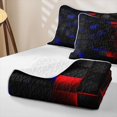 thumbnail image 4 of Castle Fairy Futuristic Cubic Grid Quilt King 3 Pieces,Abstract Neon Edge Accent King Coverlet Set,Black Bright Red Royal Blue,1 Bedspread and 2 Pillowcases, 4 of 7