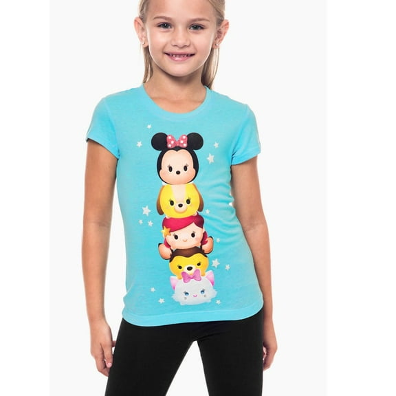 Tsum Tsum Girls' Totem Pole Tee, Blue XS(4/5)