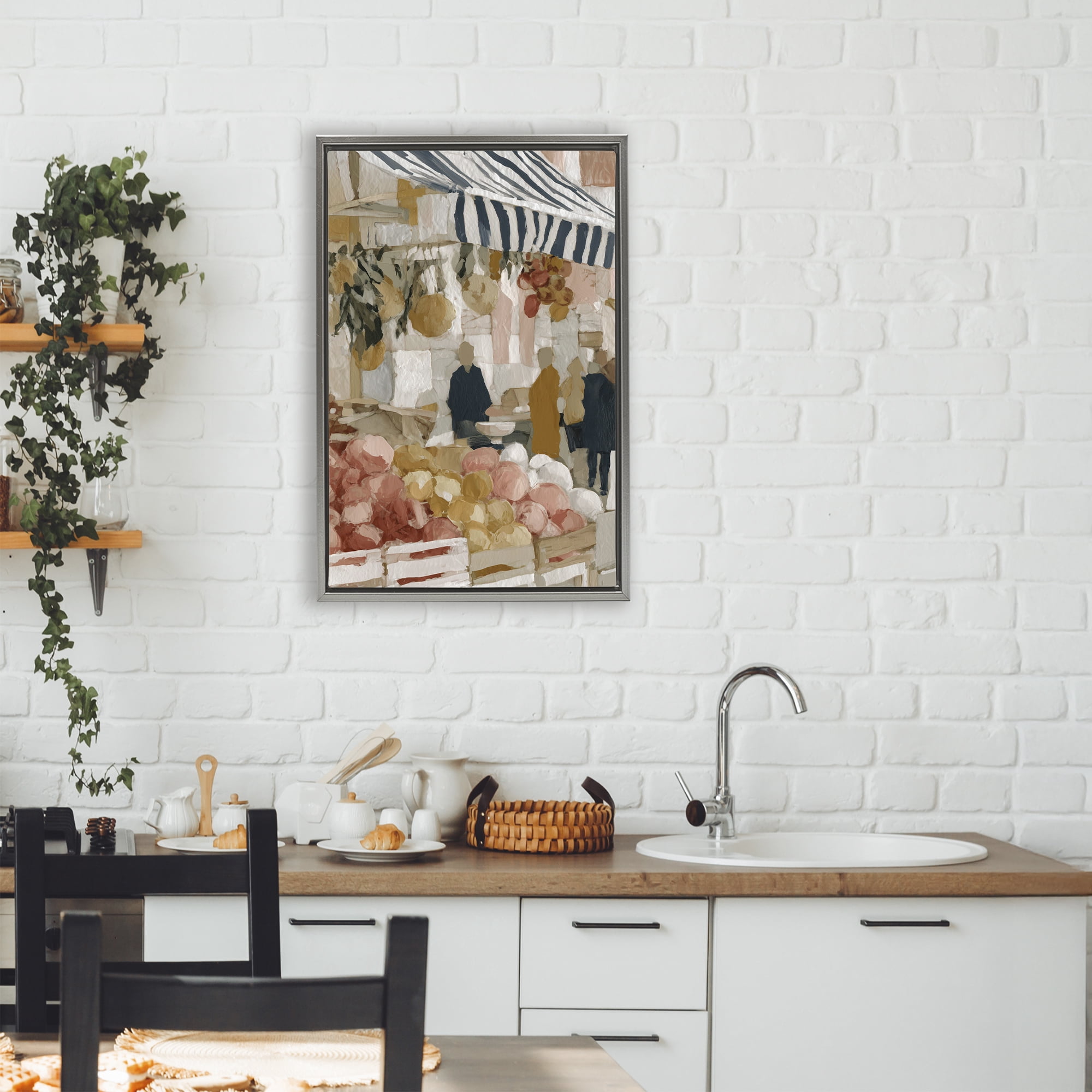 Stupell Industries Market Stall with Fresh Citrus Gray Framed Floater Canvas Wall Art, design by Chromatic Storm Studio