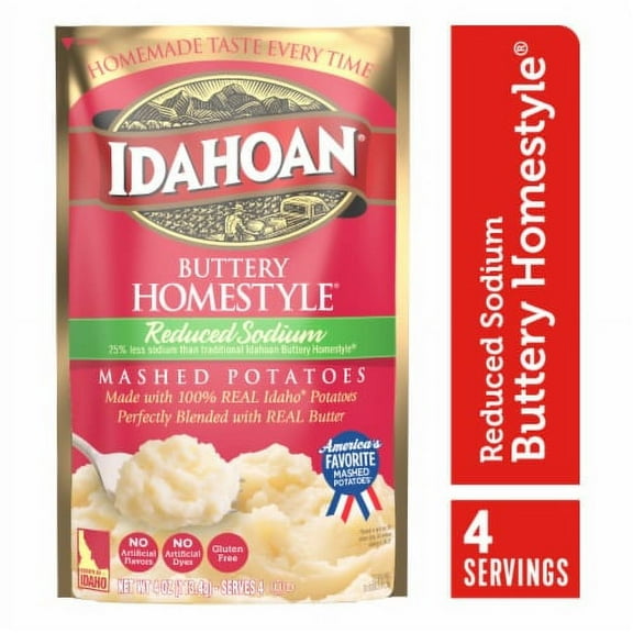 Pack of 2 - Idahoan Buttery Homestyle Reduced Sodium Mashed Potatoes, 4 oz 4 oz