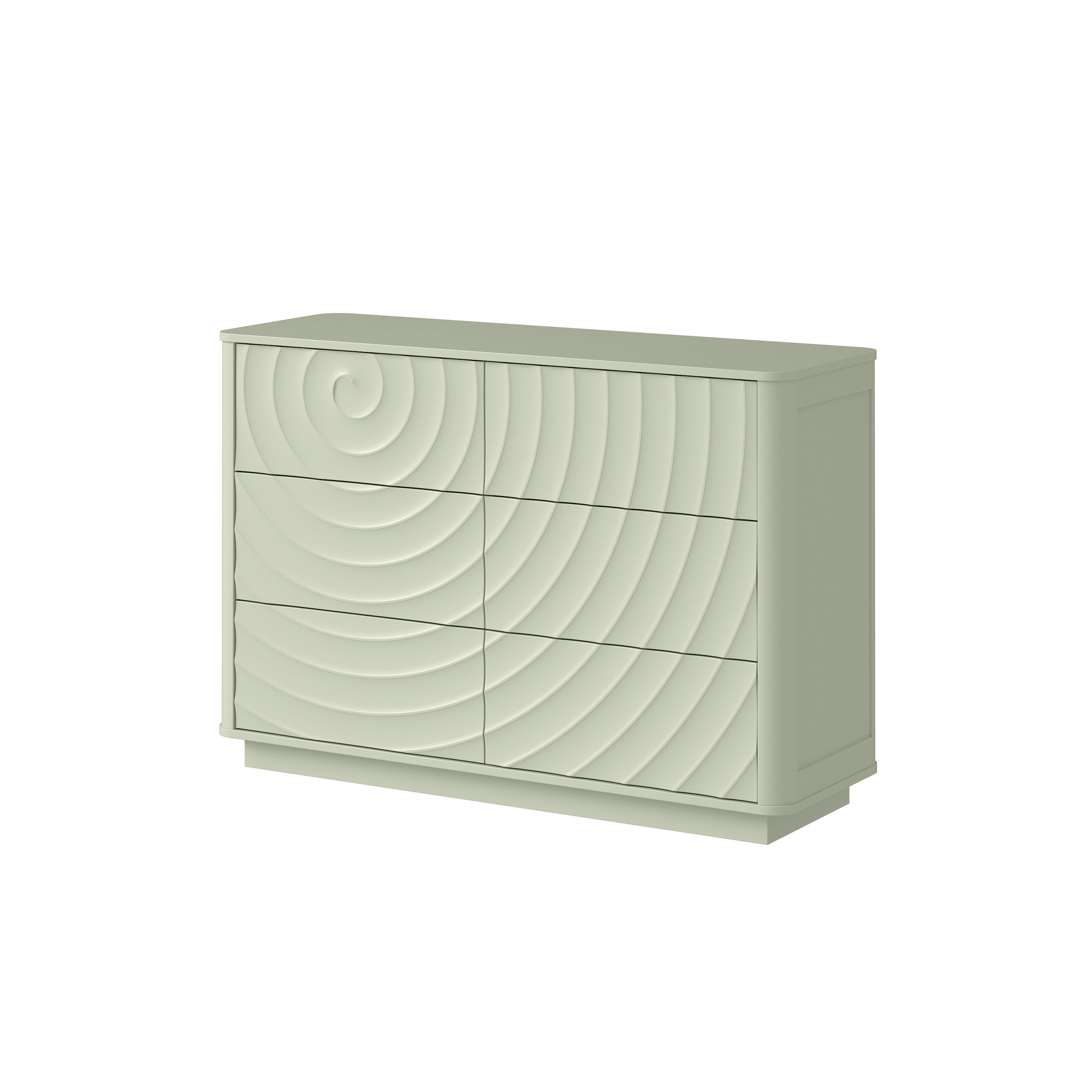 6 Drawer Dresser for Bedroom, 46.5" Wide Modern Large Chest of Drawers with Handle Free & Ripple Design,Wooden Clothes Storage Organizer for Closet, Nursery, Living Room, Apartment, Sage Green