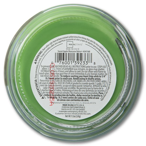 Mainstays Sweet Apple 3-Wick Scented Jar Candle, 11.5 oz., 4-Pack