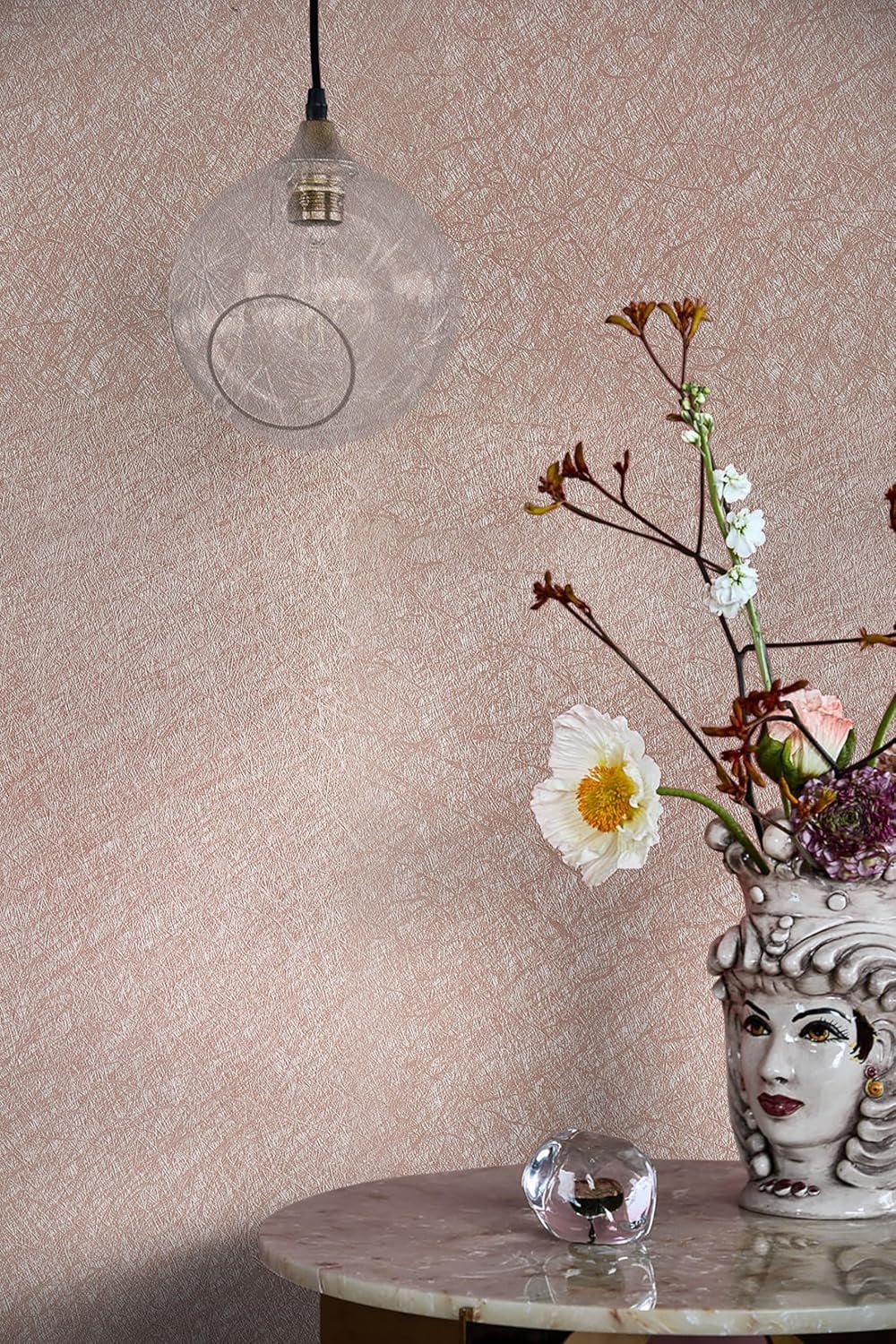 Pink Silk Peel and Stick Wallpaper Textured Contact Paper Self Adhesive Removable Thicken Wall Paper for Bedroom Walls Cabinet Decoration Vinyl Rolls 17.3"X118"
