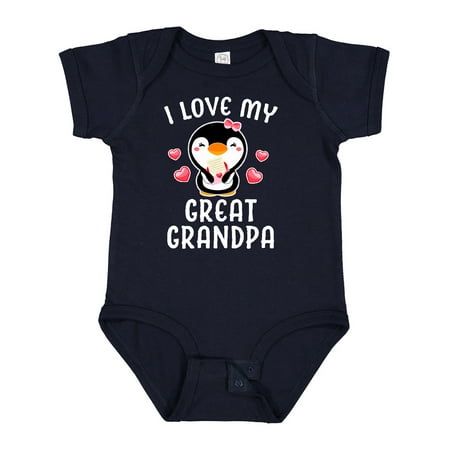 

Inktastic I Love My Great Grandpa with Cute Penguin and Hearts Girls Baby Bodysuit