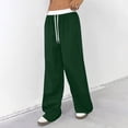 thumbnail image 3 of longantii Wide Leg Sweatpants Women High Waisted Baggy Pants Drawstring Elastic Waist Athletic Joggers Baggy Sweatpant Dark Green L, 3 of 5