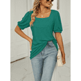 thumbnail image 3 of SIEANE 2023 Women’s Tops Casual Puff Short-Sleeve Basic Tunic Tee Square Neck T Shirts Loose Fit, 3 of 5