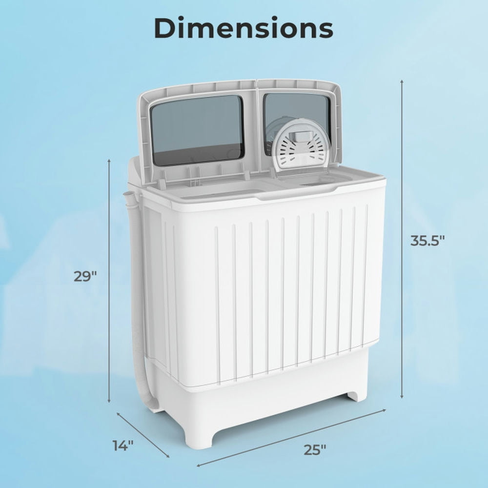 Yardi Yard 20 lbs Portable Washing Machine with Built-in Gravity Drain, Combo Machine with A Twin Tub, Space-Saving Twin Tub Washer for Indoor as Home, Gray