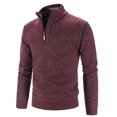 thumbnail image 2 of Chandail à Col Montant Mi-Haut pour Homme, Coupe Ajustée, Hiver, Demi-Fermeture Éclair, Tricot, Simple, Couleur Unie, Chandail, Vêtements, 2 of 2