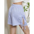 thumbnail image 6 of Women Y2k Bow Tie Shorts Side Split Lace Up Shorts Plaid Lounge Shorts Wide Leg Pajama Shorts, 6 of 8