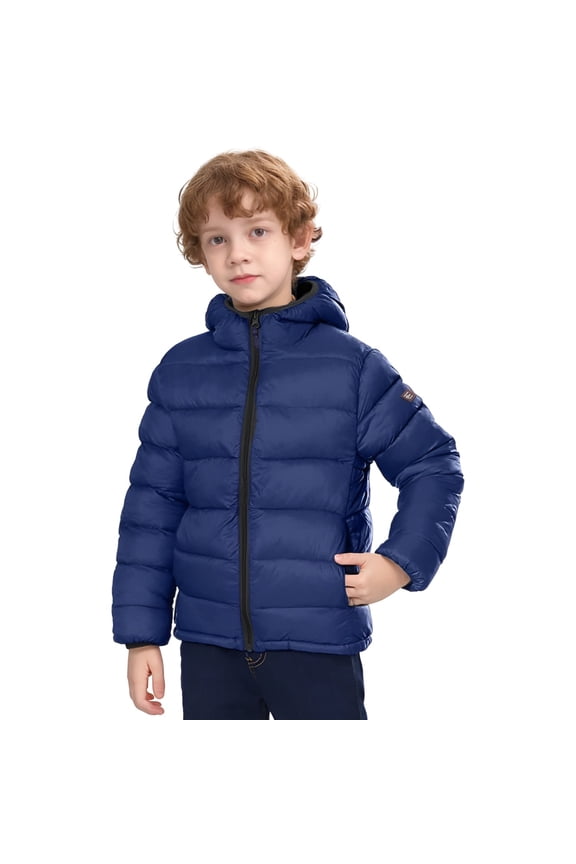 Kids Puffer Jacket with Hood Lightweight Warm Toddler Winter Coat Unisex