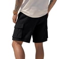 thumbnail image 4 of Nestiefly Mens Linen Cargo Shorts Summer Casual Loose Elastic Waist Drawstring Lightweight Beach Vacation Shorts with Pockets Black XL, 4 of 9
