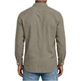thumbnail image 5 of Cotton Blend Men Short Sleeve /Long Sleeve Button Down Shirts Solid Color Henley Collar Tshirt With Pockets, 5 of 6