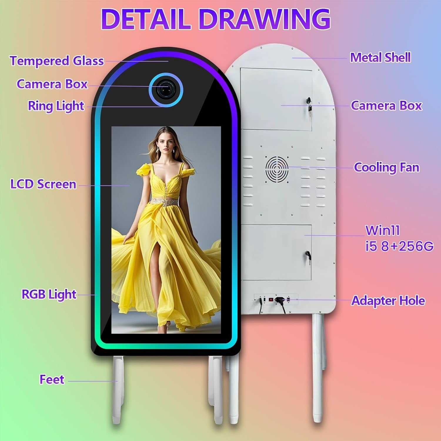 LivFiv Portable Magic Mirror Selfie Photo Booth 32 inch Touch Screen for Party Events Wedding
