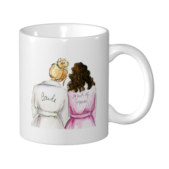 Waldeal Bride Wedding Coffee Mug, Bridal Shower Gift for Maid Of Honor, Best Friend Sister, White Fine Bone Ceramic 11 oz