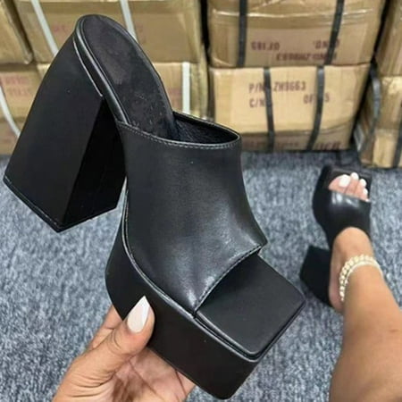 

XIAQUJ Fashion Spring Summer Women Sandals Thick Soled Heel Super High Heel Peep Toe Cow Flower Print Style Sandals for Women Black 7.5(39)