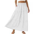 thumbnail image 4 of Hvyesh Cotton Linen Skirt for Women Smock Layered Tiered Maxi Skirt High Waisted A Line Flowy Skirts with Pockets, 4 of 9
