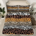 thumbnail image 2 of Castle Fairy Animal Leopard Cheetah Zebra Print Twin Sheet Sets 3pcs for Kids Teens Adults,Abstract Stripes Lines Twin Fitted Sheet Microfiber,Vintage Aesthetic Breathable Flat Sheet, 2 of 7