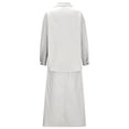 thumbnail image 5 of 2 Piece Lounge Sets Two Piece Pants Set for Women Dressy Women's Solid Color Casual With Pocket And Buttons Long Sleeve Blouse Wide-Leg Skirts Suit Two-piece Set, 5 of 6