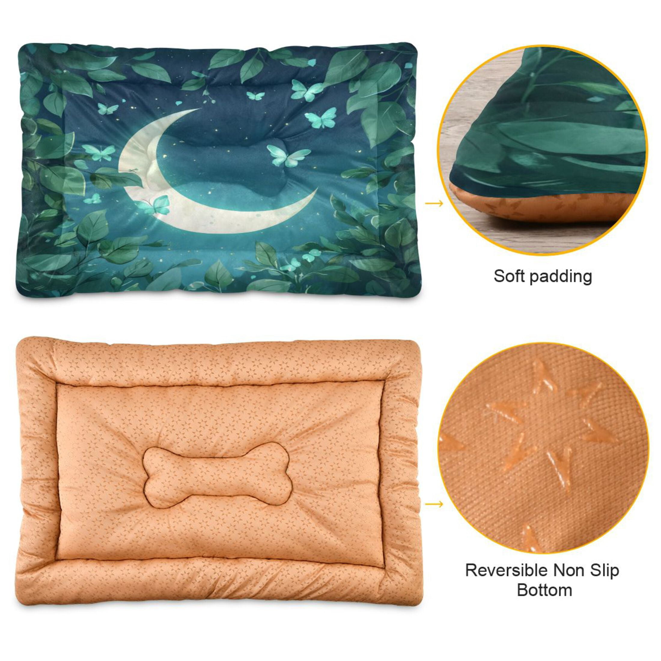Qxltty Butterfly Around The Moon Ped Pad Wear-resistant and Hard to Bite Through Sleeping Pad for Small Medium Large Dogs Winter Pet Bed 36×24in