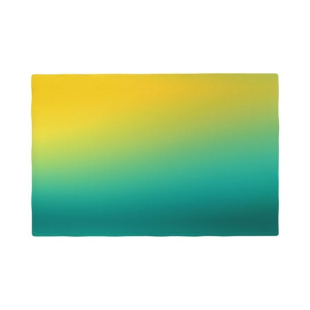 

Placemats Set of 4 Teal To Yellow Gradient Heat Resistant Non - Slip Place mats Waterproof table mat for Kitchen Dining-4片装