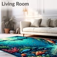 thumbnail image 2 of ODIKA 4'x6' Machine Washable Non-Slip Area Rug, Nautical Design with Intricate Ocean Life High Traffic Rug, Blue, 65649, 2 of 5