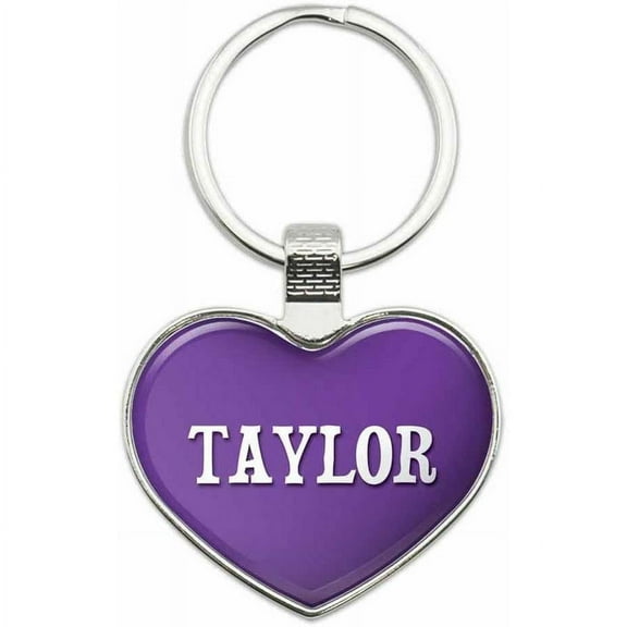 Taylor - Names Male Metal Heart Keychain Key Chain Ring, Purple