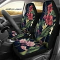 Black with White Hibiscus Hawaiian Flower Pattern Car Seat Covers Set