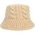 thumbnail image 3 of CoCopeaunts Womens Bucket Hat Solid Color Foldable Floppy Knit Bucket Cap Warm Wide Brim Cable Twist Pattern Fisherman Cap, 3 of 8