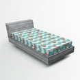 thumbnail image 1 of Ambesonne Marine Fitted Sheet, Pattern Anchor Stripe, Twin XL Size, Turquoise Red, 1 of 2