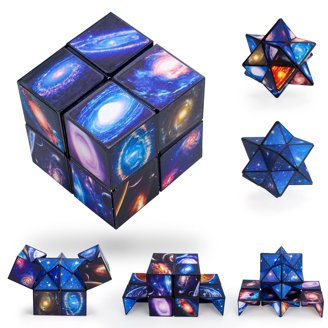 LiRiQi Cube Magique Infini, 2 en 1 Puzzle 3D Anti-Stress, Jouet Créatif pour Enfants et Adultes