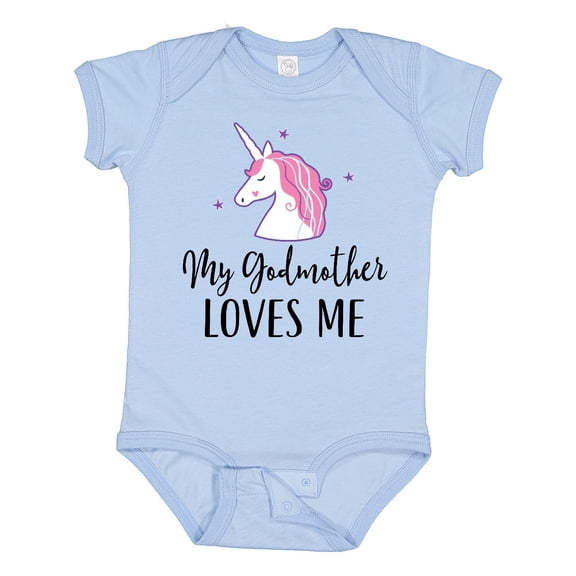 Inktastic My Godmother Loves Me Unicorn Girls Baby Bodysuit