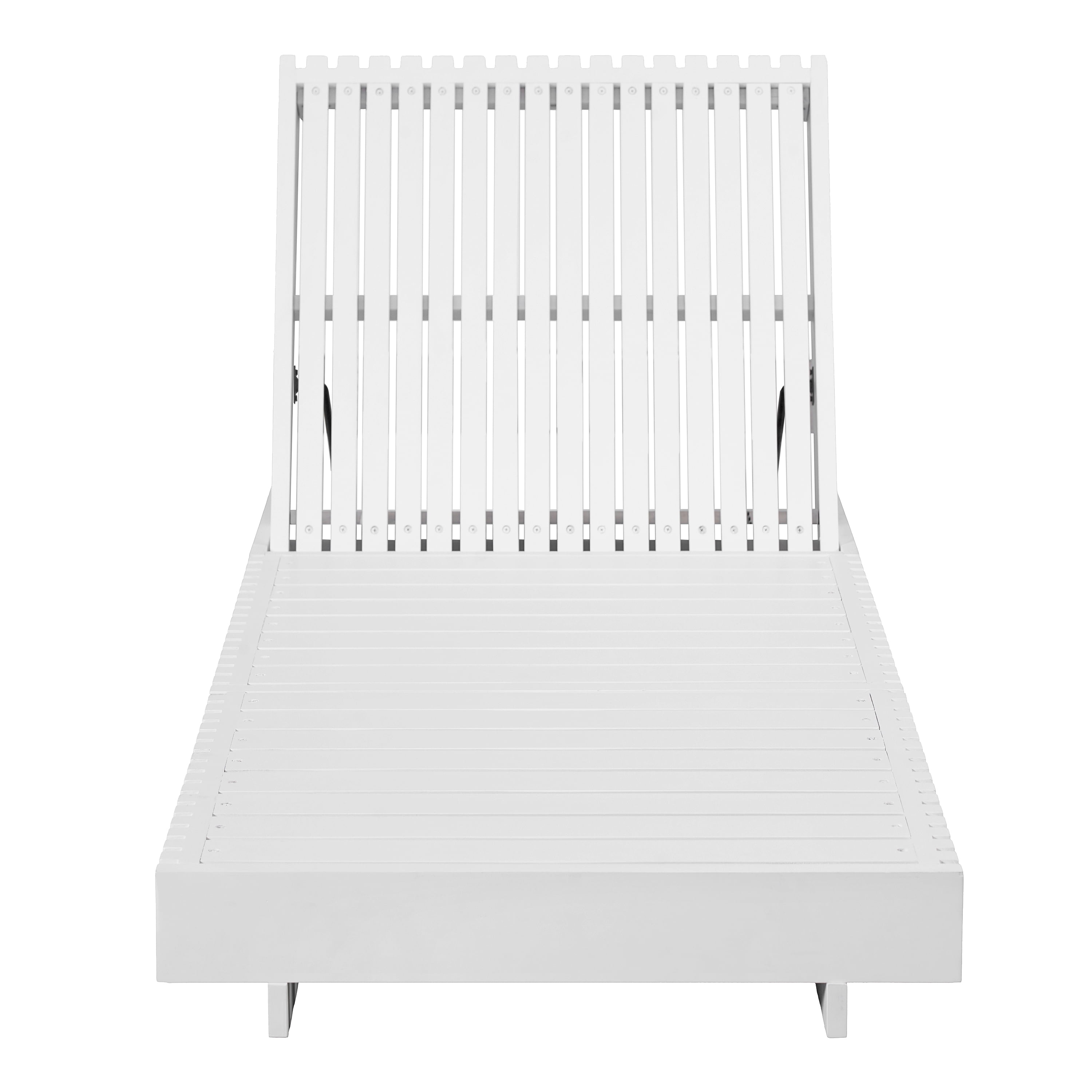 Chaise Lounge, Outdoor White Acacia Solid Wood Adjustable Lounge for Patio Deck Garden, White