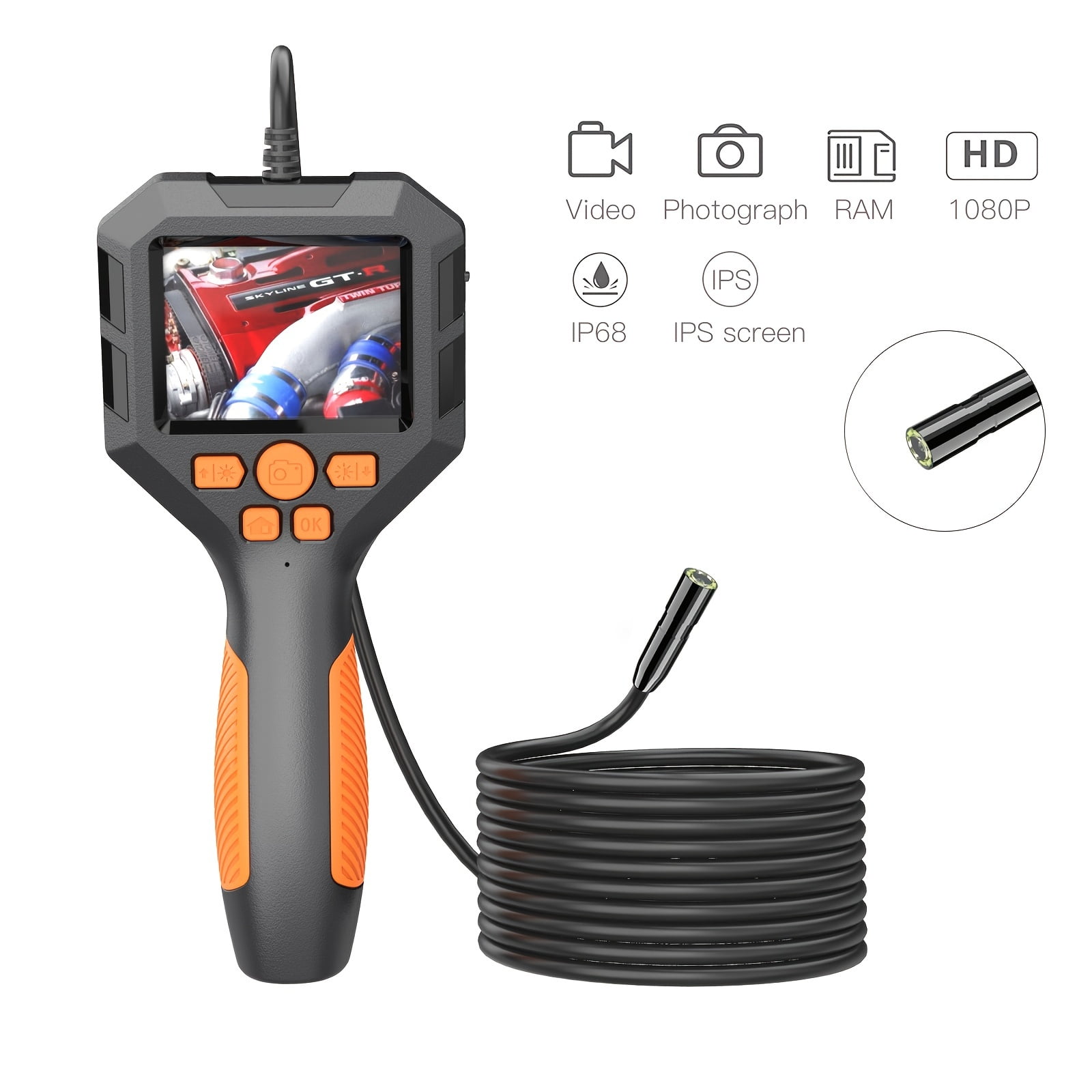 1080p HD Lens Inspection Camera With Light - Perfect Tool For Home, Pipe & Automotive Inspection!