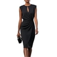 thumbnail image 2 of Women's Summer Satin Dress 2026 Elegant Sleeveless Dress Formal Wedding Guest Dresses Cocktail Party Midi Dresses,Black XXL, 2 of 6
