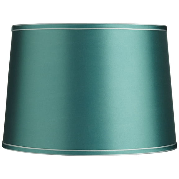 Springcrest Soft Teal Medium Drum Lamp Shade 14" Top x 16" Bottom x 11" High x 11" Slant (Spider) Replacement with Harp