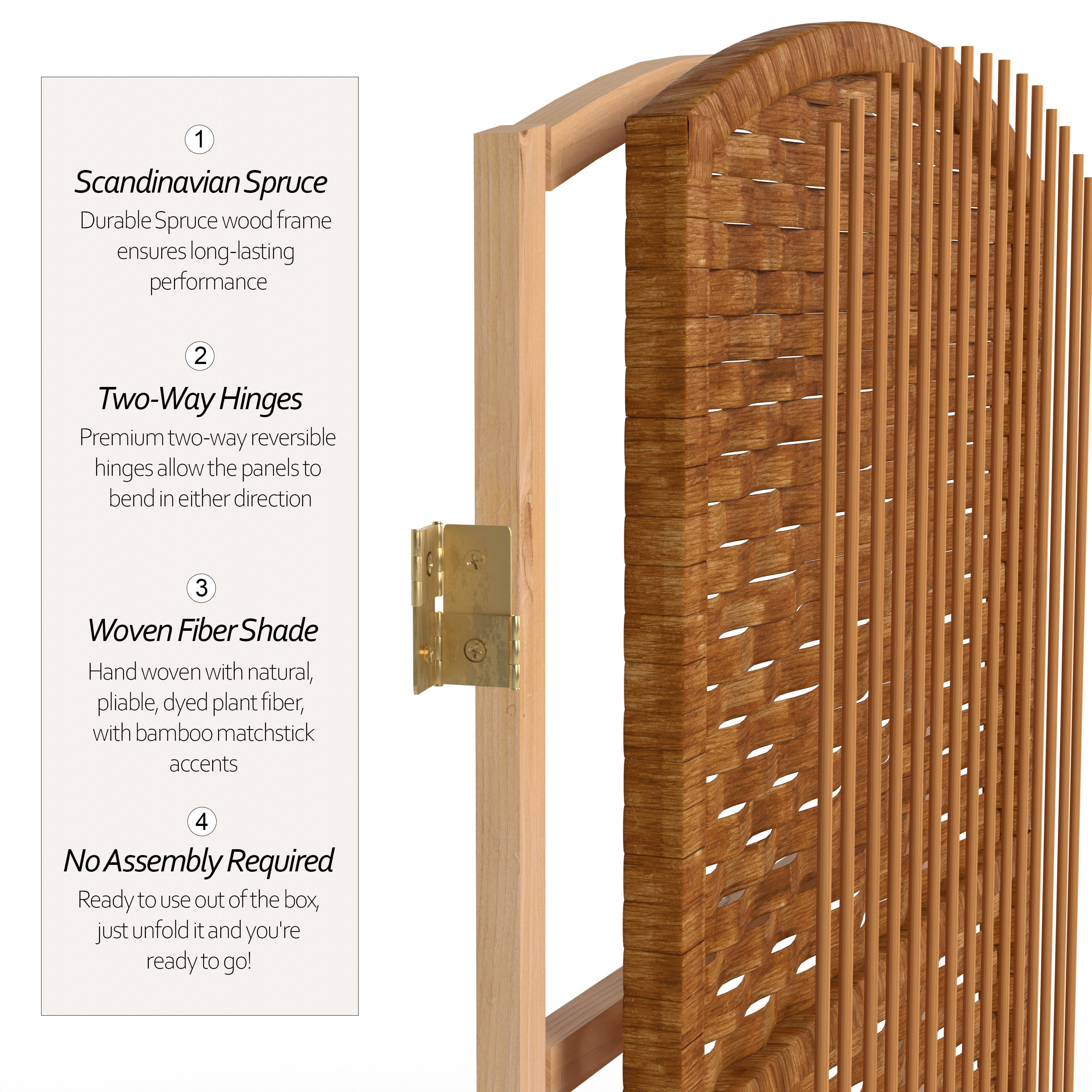 Red Lantern 6 ft. Tall Diamond Weave Fiber Room Divider - Dark Beige - 5 Panel