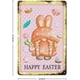 thumbnail image 2 of Lindo gnomo de Pascua feliz, rosa, amarillo con lunares blancos, letreros de metal vintage, decoración de primavera, letrero de hojalata, póster de metal de 12 x 8 pulgadas, 2 of 7