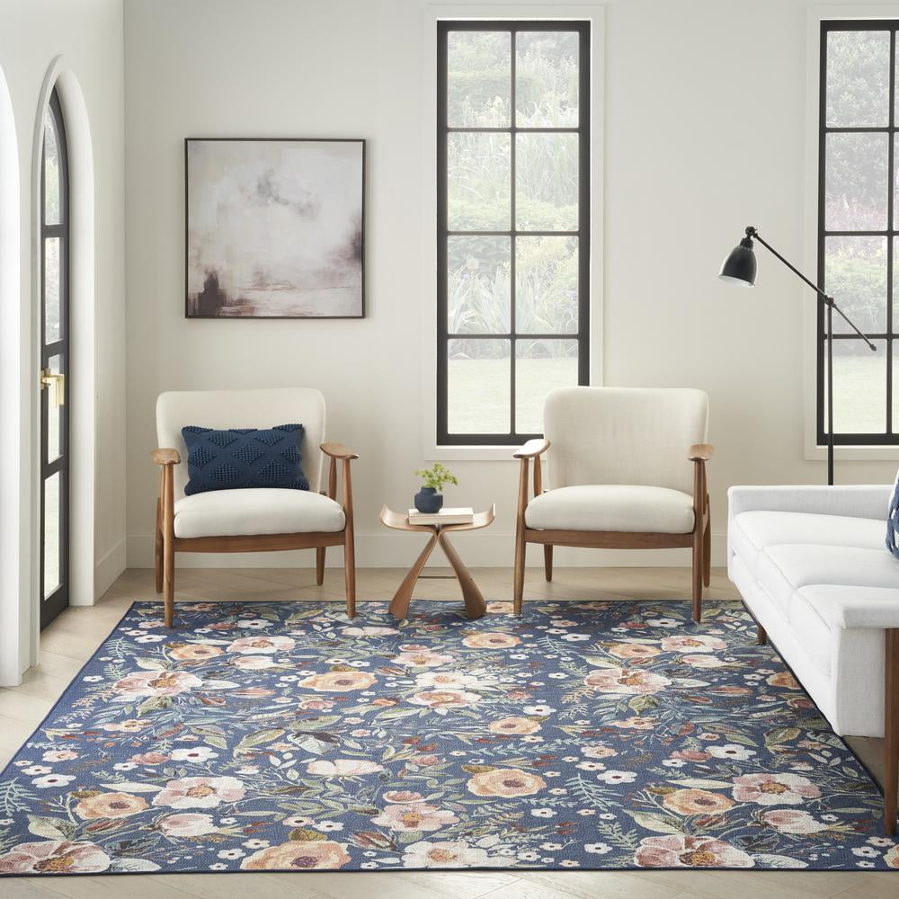 Nourison Nourison Washables Floral Navy Multicolor 5'2" x 7' Area Rug (5x7)