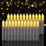 Set of 24 LED Flameless Taper Candles, 6.5" Tall Tapered Candlesticks Battery Operated, Warm Yellow Flickering Flame