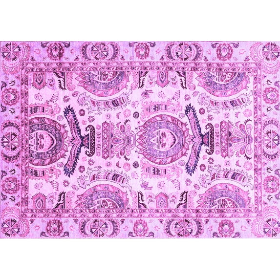 Ahgly Company Indoor Rectangle Abstract Purple Modern Area Rugs, 6' x 9'
