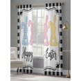thumbnail image 4 of Happy Easter Sheer Curtains 96 Inch Length 2 Panels Set Window Treatments, Spring Watercolor Rabbits Black White Plaid Rod Pocket Semi Curtains for Living Room/Bedroom/Kitchen Décor, 104"W x 96"L, 4 of 7