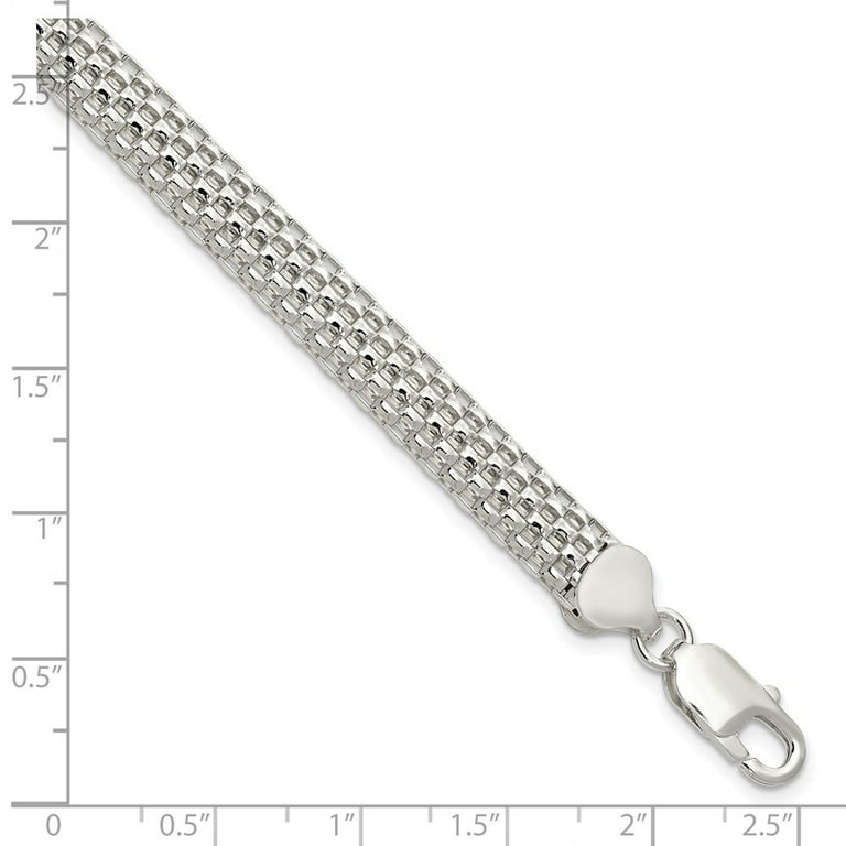 Diamond2Deal 925 Sterling Silver 8mm Mesh Chain Bracelet for Men 7